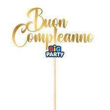 MINI CAKE TOPPER ITALIC BUON COMPLEANNO ORO METALLIZZATO