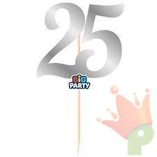 MINI CAKE TOPPER NUMERO 25 ARGENTO