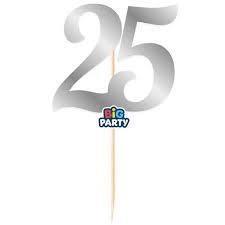MINI CAKE TOPPER NUMERO 25 ARGENTO