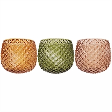 PORTA TEALIGHT IN VETRO 10X9CM 3ASS