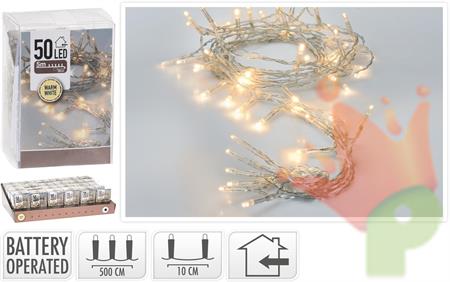 CATENA DI LUCI 50 LED BIANCO CALDO 2MT