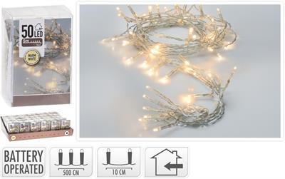 CATENA DI LUCI 50 LED BIANCO CALDO 2MT