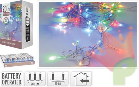 CATENA DI LUCI 20 LED MULTICOLOR 2MT