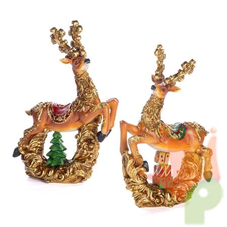 RENNE CON ELEMENTI NATALIZI 34,5CM 2ASS