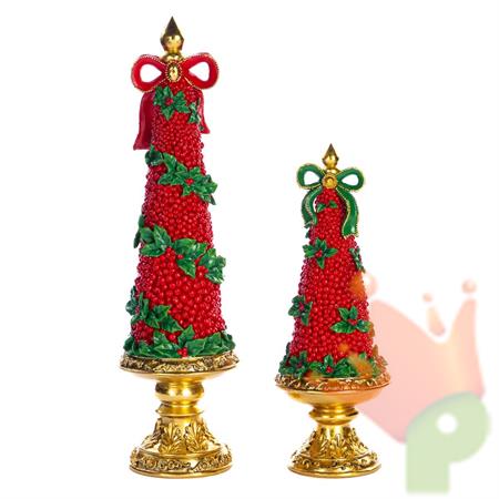 MINI ALBERI CON BACCHE E FIOCCO 30/48CM 2PZ