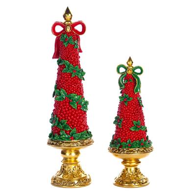 MINI ALBERI CON BACCHE E FIOCCO 30/48CM 2PZ