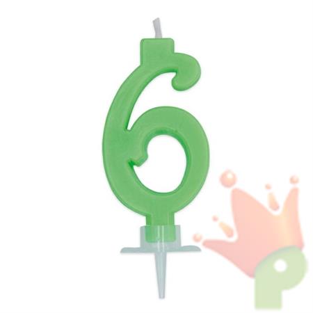 CANDELINA NUMERO 6 CERA ITALIC VERDE FLUO 7CM