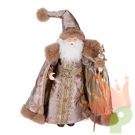 BABBO NATALE CON MANTELLO E PELLICCIA CHAMPAGNE 77CM