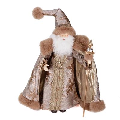 BABBO NATALE CON MANTELLO E PELLICCIA CHAMPAGNE 77CM