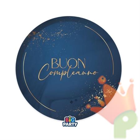 PIATTI BUON COMPLEANNO BLU NAVY 18CM