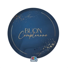 PIATTI BUON COMPLEANNO BLU NAVY 18CM