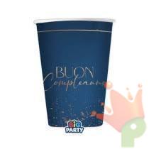 BICCHIERI BUON COMPLEANNO BLU NAVY 250CC 6PZ