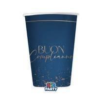 BICCHIERI BUON COMPLEANNO BLU NAVY 250CC 6PZ