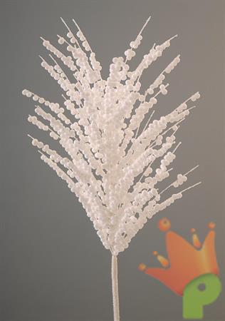 RAMO CON BACCHE BIANCO GLITTERATO 65CM
