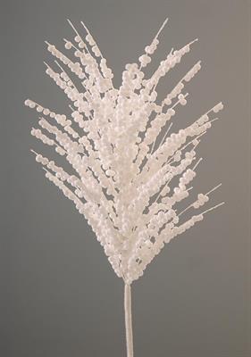 RAMO CON BACCHE BIANCO GLITTERATO 65CM