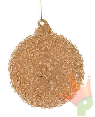 PALLINA DI NATALE IN VETRO CON STRASS E STELLINE ORO 10CM