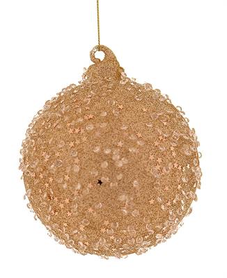 PALLINA DI NATALE IN VETRO CON STRASS E STELLINE ORO 10CM