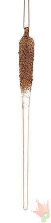 PENDENTE IN VETRO GOCCIA CON STRASS ORO 20CM