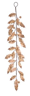 RAMO CON FOGLIE CHAMPAGNE METALLIZZATO GLITTERATE 125CM