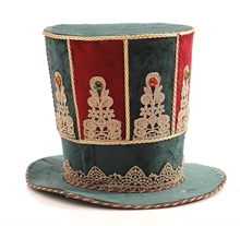 CAPPELLO NATALIZIO ROSSO/VERDE CON DECORAZIONI ORO 22CM