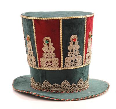 CAPPELLO NATALIZIO ROSSO/VERDE CON DECORAZIONI ORO 22CM