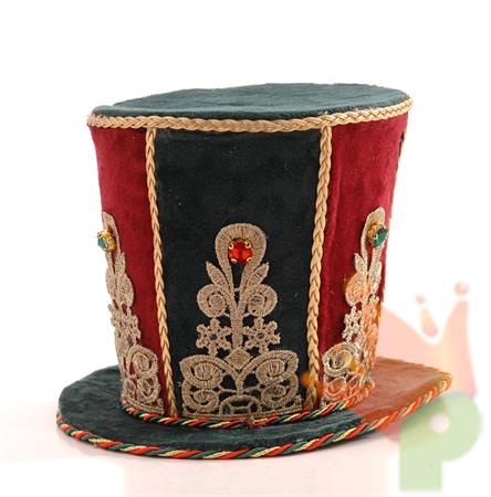 CAPPELLO NATALIZIO ROSSO/VERDE CON DECORAZIONI ORO 18CM