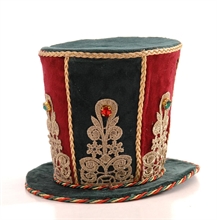 CAPPELLO NATALIZIO ROSSO/VERDE CON DECORAZIONI ORO 18CM