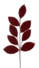 RAMO FOGLIE IN VELLUTO BORDEAUX 68CM