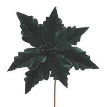 STELLA DI NATALE IN VELLUTO VERDE SCURO GLITTERATO 28CM