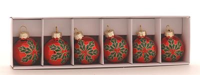PALLINE DI NATALE IN VETRO CON STELLA DI NATALE GLITTER 4CM 6PZ