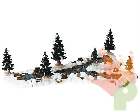 PAESAGGIO INNEVATO CON FIUME ED ALBERI 29X19X10CM