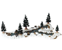 PAESAGGIO INNEVATO CON FIUME ED ALBERI 29X19X10CM