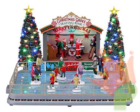 VILLAGGIO PISTA DI PATTINAGGIO CON BANDA CON LED 33X31X21,5CM