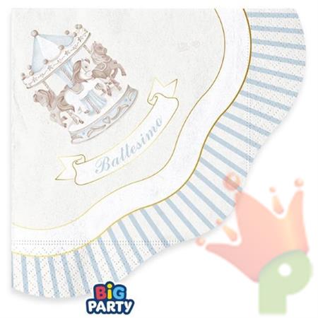 TOVAGLIOLI BATTESIMO CARILLON CELESTE 25X25CM 16PZ