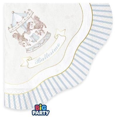 TOVAGLIOLI BATTESIMO CARILLON CELESTE 25X25CM 16PZ