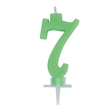 CANDELINA NUMERO 7 CERA ITALIC VERDE FLUO 7CM