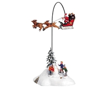 SCENA BABBO NATALE SU SLITTA CON ASTA E MOVIMENTO 25X16X32CM