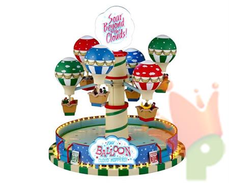 VILLAGGIO GIOSTRA CON MONGOLFIERE CON MUSICA E LED 32X36X30CM