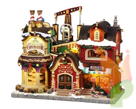 VILLAGGIO NATALIZIO CAFFETTERIA CON MOVIMENTO E LED 32X19X28CM