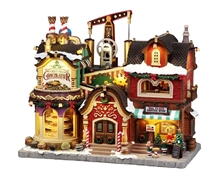 VILLAGGIO NATALIZIO CAFFETTERIA CON MOVIMENTO E LED 32X19X28CM