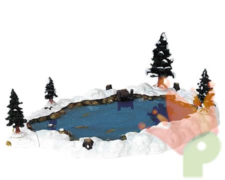LAGHETTO INVERNALE CON ALBERI INNEVATI 29X20,6X9,6CM