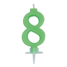 CANDELINA NUMERO 8 CERA ITALIC VERDE FLUO 7CM
