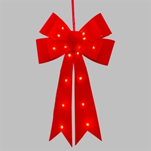 FIOCCO IN VELLUTO ROSSO CON MICROLED BIANCO CALDO 38X60CM