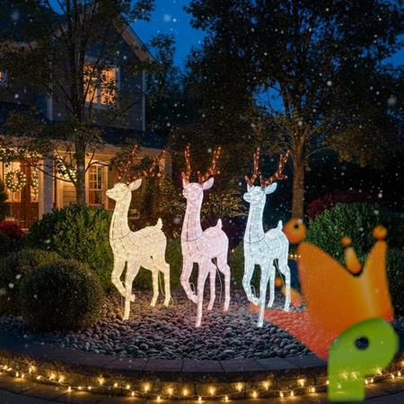 RENNA LUMINOSA 3D ZAMPA ALZATA BIANCO CALDO/FREDDO/MIXED 125CM
