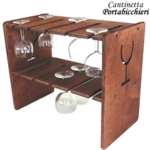 CANTINETTA PORTA BICCHIERI IN LEGNO SCURO 45X25X37CM