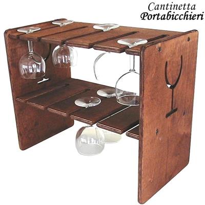 CANTINETTA PORTA BICCHIERI IN LEGNO SCURO 45X25X37CM