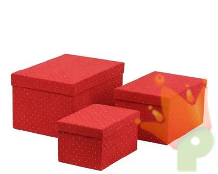 SCATOLA IN VELLUTO CON PERLINE ROSSO 22X16X12,50CM