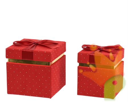 SCATOLA IN VELLUTO CON PERLINE FIOCCO ROSSO 12,5X12,5X12,5CM