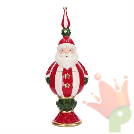 CONTENITORE IN CERAMICA BABBO NATALE BIANCO E ROSSO 18X15,5X47CM