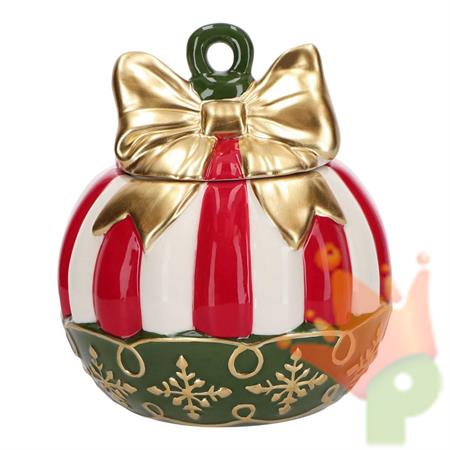 CONTENITORE IN CERAMICA FORMA PALLINA DI NATALE 16X16X17,5CM